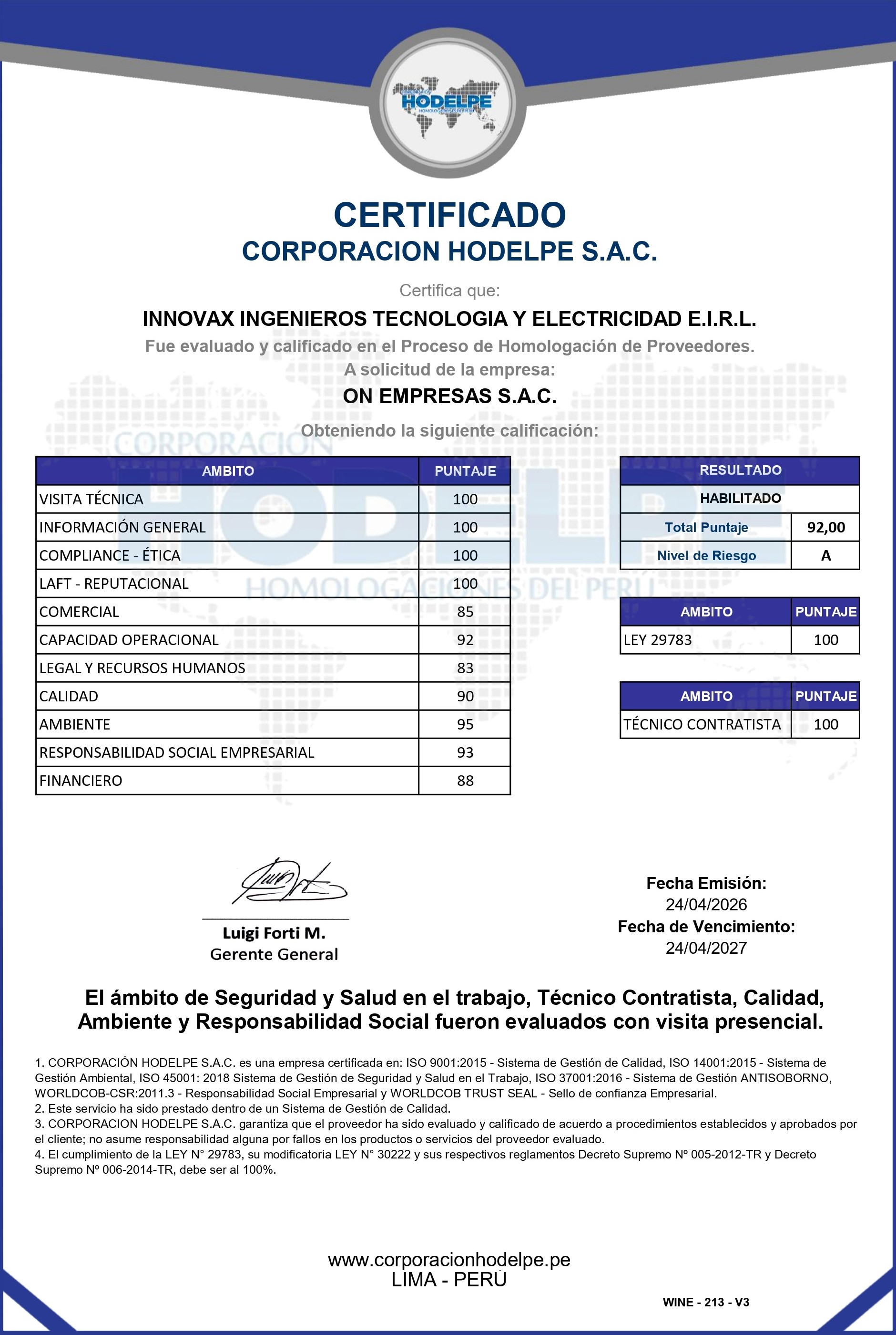 Certificación SGS Yura